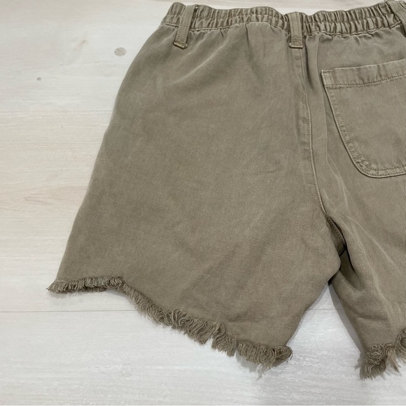 Aerie Women's XXS Adventure Shorts High Rise Linen Blend Raw Hem Boho Tan Khaki - Picture 8 of 14